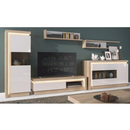 Vitrines szekrény LYOV01L, tölgy riviera/fehér extra magasfényű, LEONARDO