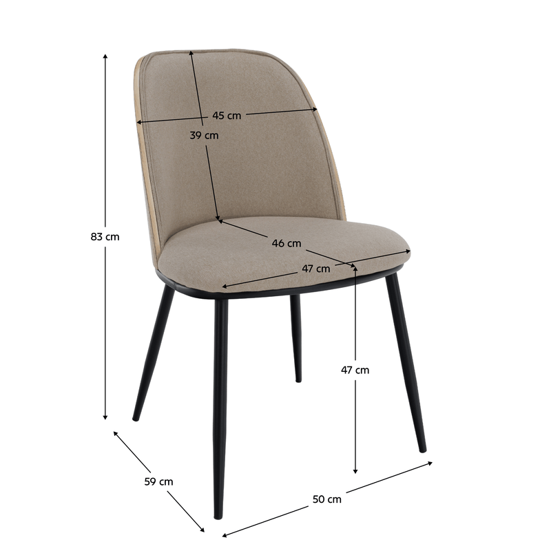Étkezőszék, bézses barna/natúr fa/fekete, VUDIA