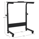 Állíthó számítógépasztal kerekekkel, fekete, WESTA