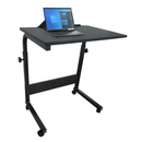 Állíthó számítógépasztal kerekekkel, fekete, WESTA