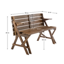 Kerti asztal/pad, 2 az 1-ben, barna, ZAGIR