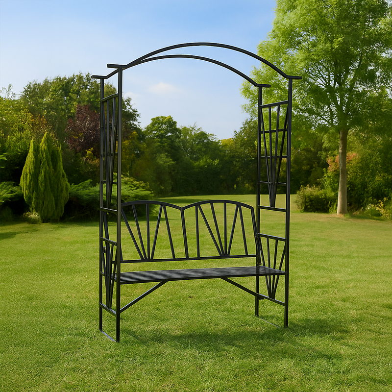 Kerti pad pergolával, fekete, HAIFA