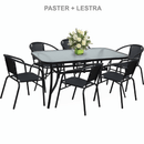 Étkezőasztal, edzett üveg/acél, 150x90 cm, PASTER