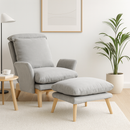 Fotel lábtartóval, világosszürke/természetes, ZANDER