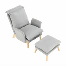 Fotel lábtartóval, világosszürke/természetes, ZANDER