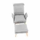 Fotel lábtartóval, világosszürke/természetes, ZANDER