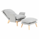 Fotel lábtartóval, világosszürke/természetes, ZANDER