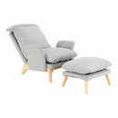 Fotel lábtartóval, világosszürke/természetes, ZANDER
