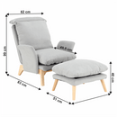 Fotel lábtartóval, világosszürke/természetes, ZANDER