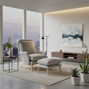 Fotel lábtartóval, világosszürke/természetes, ZANDER