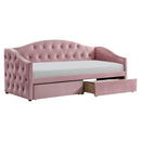 Ágy tárhellyel, 90x200, rózsaszín Velvet szövet, ZASKA