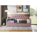 Ágy tárhellyel, 90x200, rózsaszín Velvet szövet, ZASKA