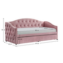 Ágy tárhellyel, 90x200, rózsaszín Velvet szövet, ZASKA