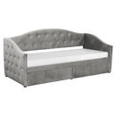 Ágy tárhellyel, 90x200, szürke Velvet szövet, ZASKA