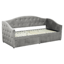 Ágy tárhellyel, 90x200, szürke Velvet szövet, ZASKA