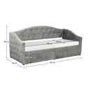 Ágy tárhellyel, 90x200, szürke Velvet szövet, ZASKA