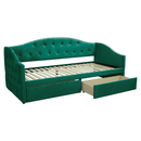 Ágy tárhellyel, 90x200, zöld Velvet szövet, ZASKA