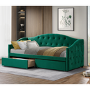 Ágy tárhellyel, 90x200, zöld Velvet szövet, ZASKA