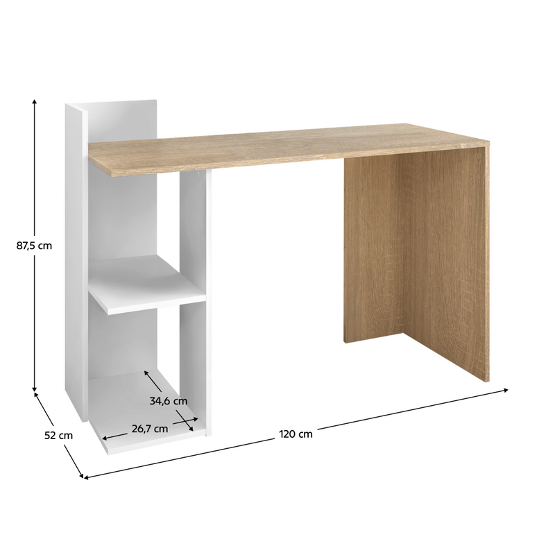 Számítógépasztal, sonoma tölgy/fehér, ZINO NEW