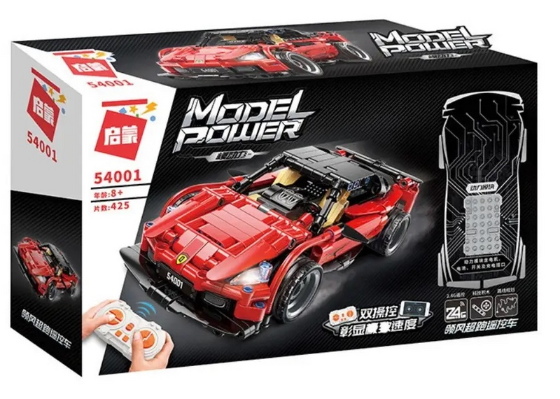 QMAN® 54001 | lego-technic-kompatibilis távirányítós építőjáték | 425 db építőkocka | Tech piros sportautó (app + controller)