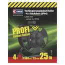 Kültéri kábeldob IP44, 25 m, 4 aljzat, fekete / gumi / 230 V / 1,5 mm2