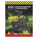 Kültéri kábeldob IP44, 50 m, 4 aljzat, fekete / gumi / 230 V / 1,5 mm2