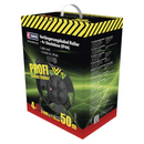 Kültéri kábeldob IP44, 50 m, 4 aljzat, fekete / gumi / 230 V / 1,5 mm2