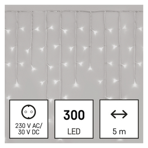 LED karácsonyi jégcsapok, 5 m, kültéri és beltéri, hideg fehér, távirányító, progr, időz.
