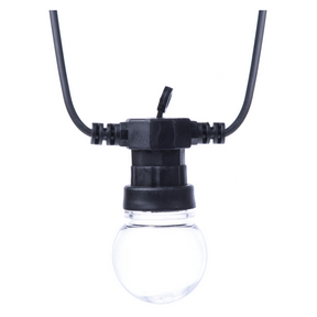 LED fényfüzér – 10x party égő, átlátszó, 5 m, kültéri és beltéri, meleg fehér