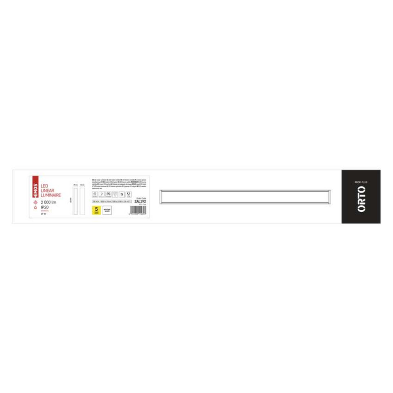 EMOS LED lineáris lámpatest ORTO 19W, semleges fehér