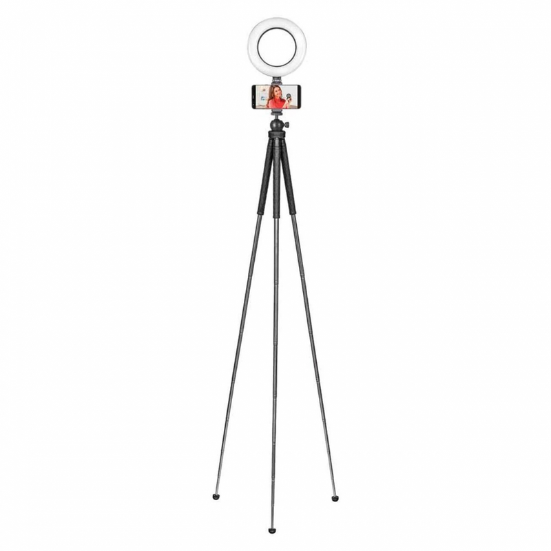 Sunpak Portable Vlogging Szett, tripod, telefonadapter, stúdió körlámpa, fekete+tabletadapter