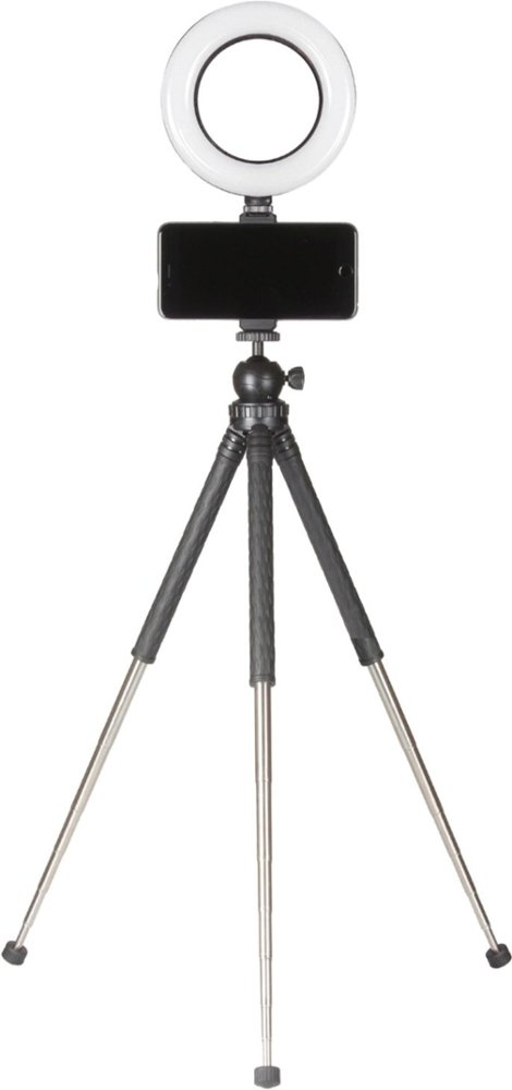 Sunpak Portable Vlogging Szett, tripod, telefonadapter, stúdió körlámpa, fekete+tabletadapter