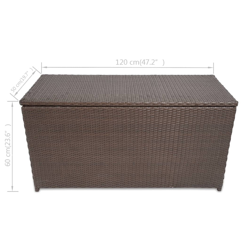 vidaXL barna polyrattan kerti tárolóláda 120 x 50 x 60 cm