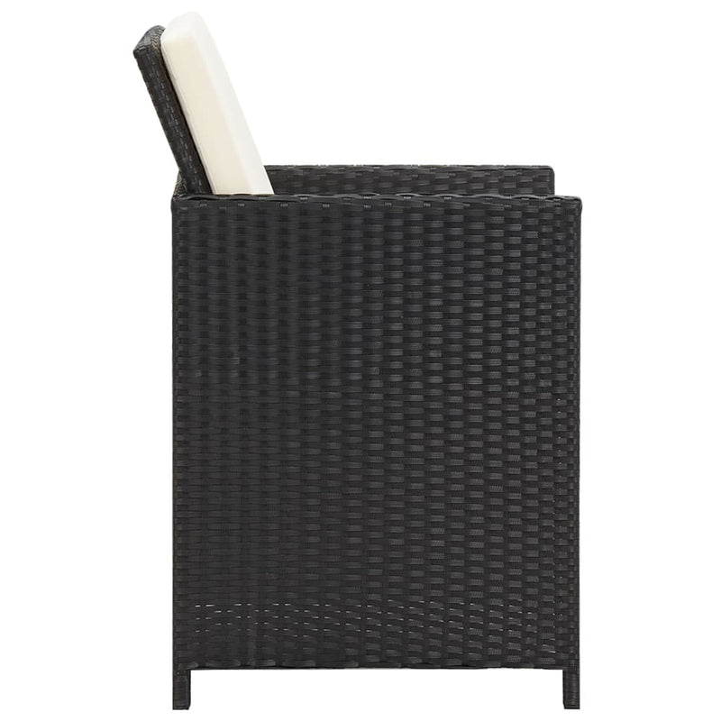 vidaXL 2 db fekete polyrattan kerti szék hát- és ülőpárnával