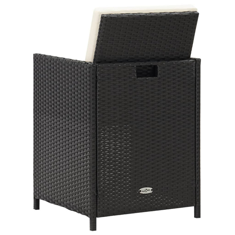 vidaXL 2 db fekete polyrattan kerti szék hát- és ülőpárnával