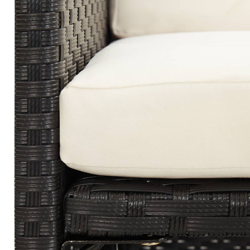 vidaXL 2 db fekete polyrattan kerti szék hát- és ülőpárnával