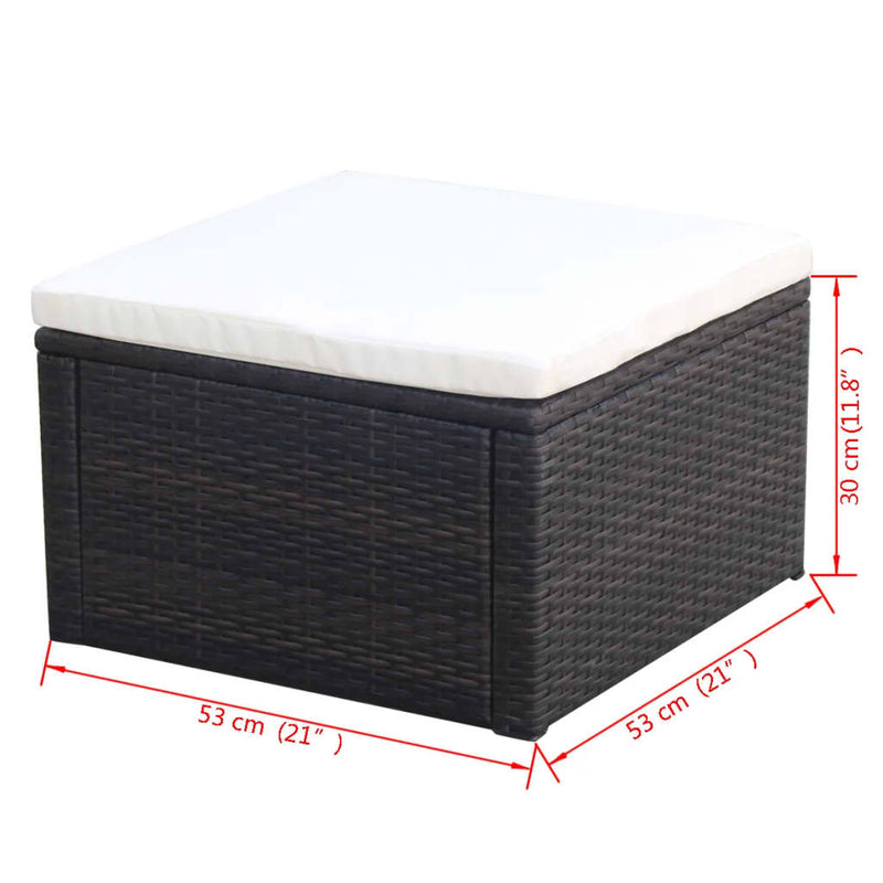 vidaXL Barna polyrattan ottomán zsámoly 53x53x30 cm