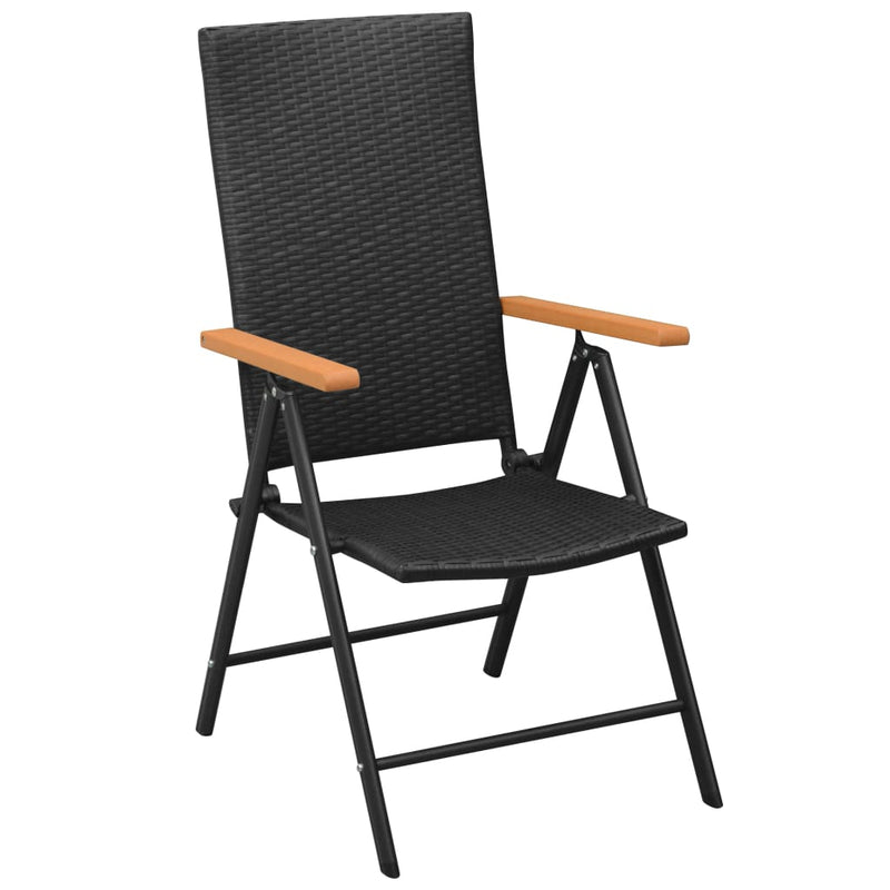 vidaXL 2 db fekete rakásolható polyrattan kerti szék