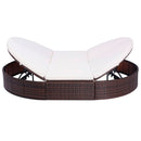 vidaXL barna polyrattan kültéri napozóágy párnával