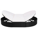 vidaXL fekete polyrattan kültéri napozóágy párnával