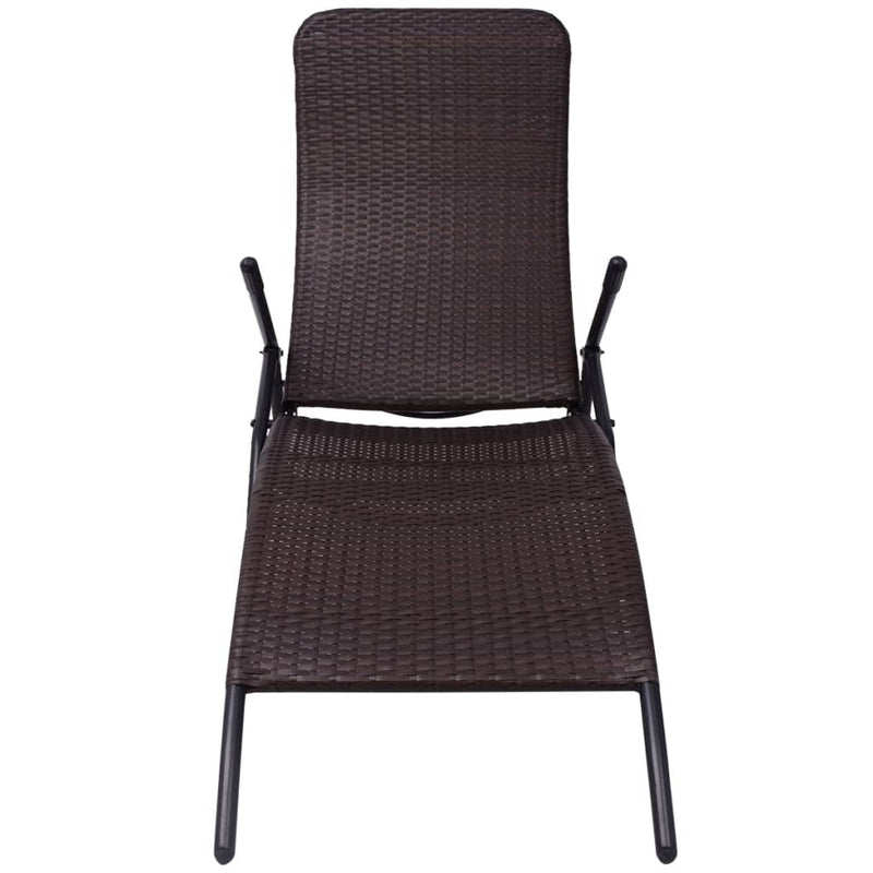 vidaXL barna összecsukható polyrattan napozóágy