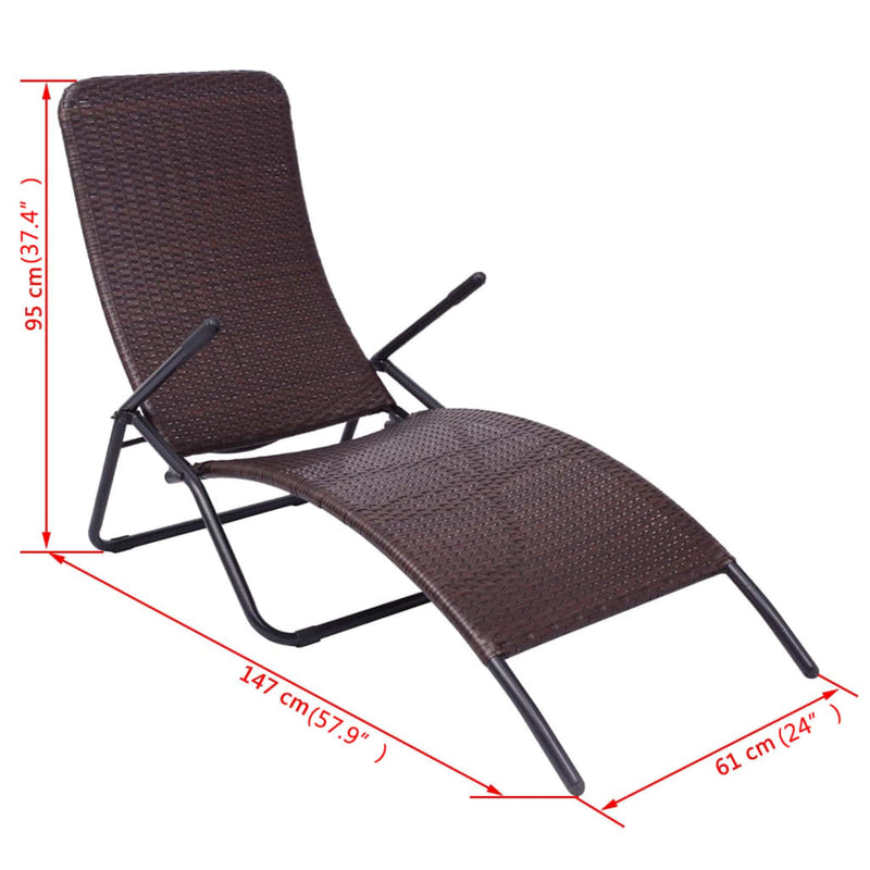 vidaXL barna összecsukható polyrattan napozóágy