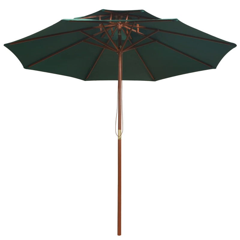 vidaXL zöld dupla tetős napernyő fa rúddal 270 x 270 cm