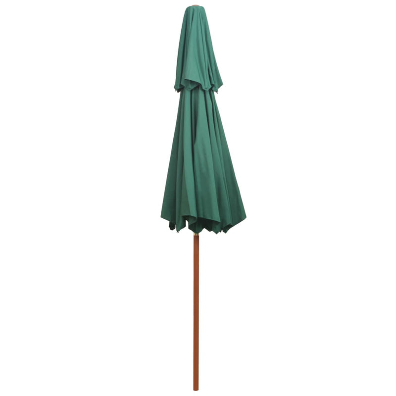vidaXL zöld dupla tetős napernyő fa rúddal 270 x 270 cm