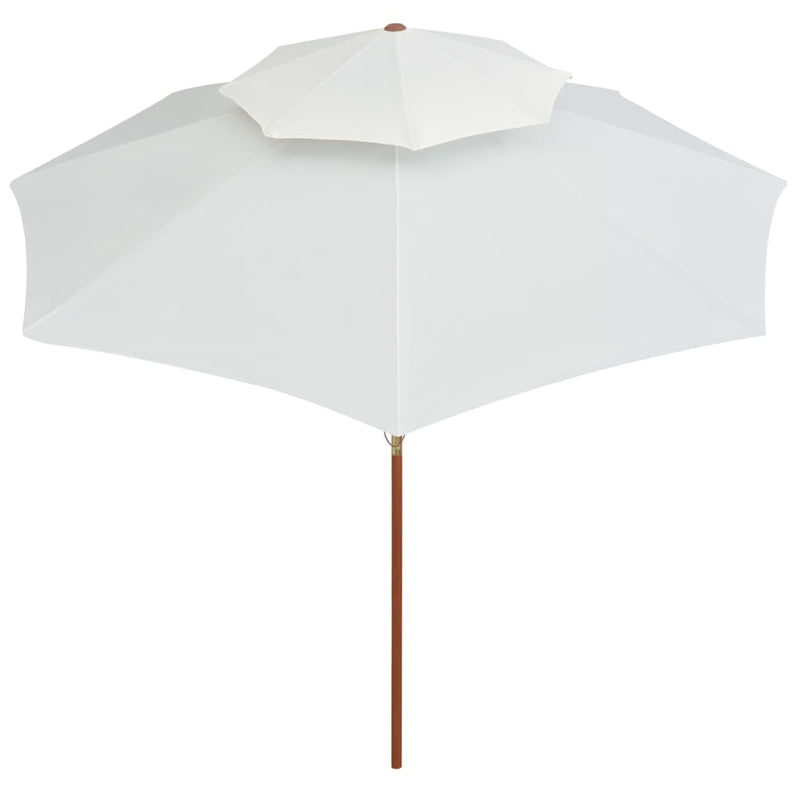 vidaXL krémfehér dupla tetős napernyő fa rúddal 270 x 270 cm