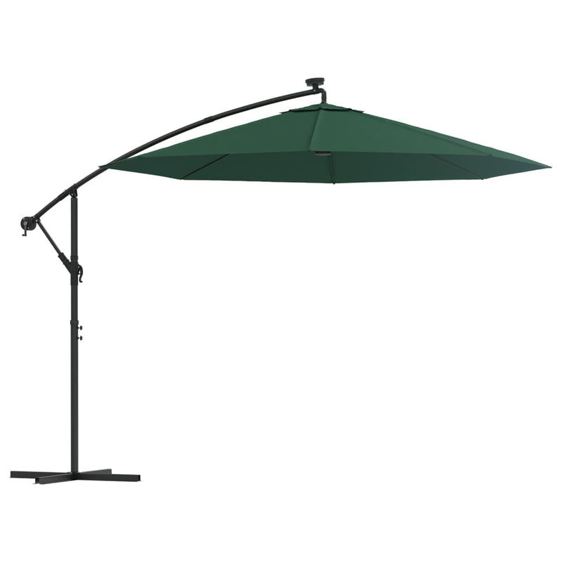 vidaXL zöld függőernyő LED-del, fém rúddal 300 cm