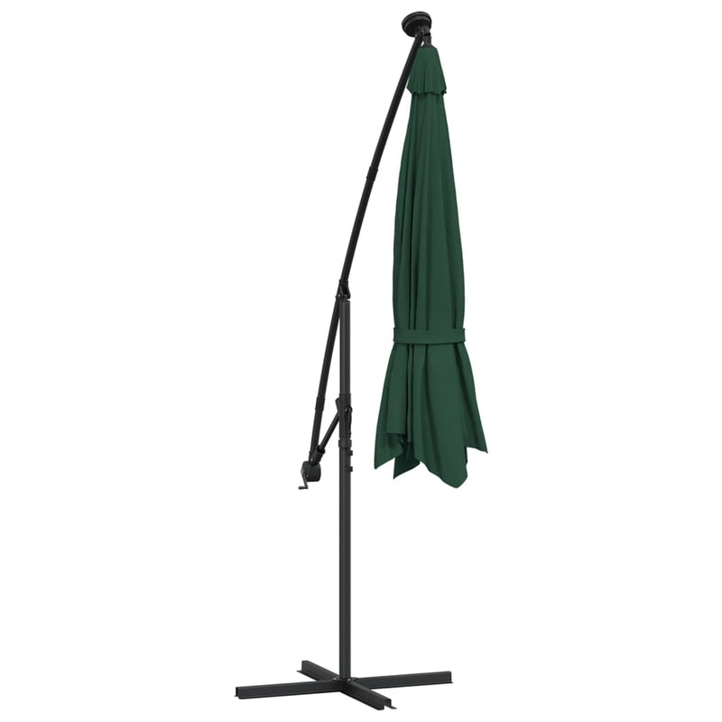 vidaXL zöld függőernyő LED-del, fém rúddal 300 cm