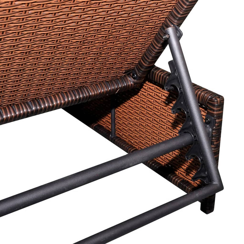 vidaXL 2 db barna polyrattan dönthető kerti szék asztallal
