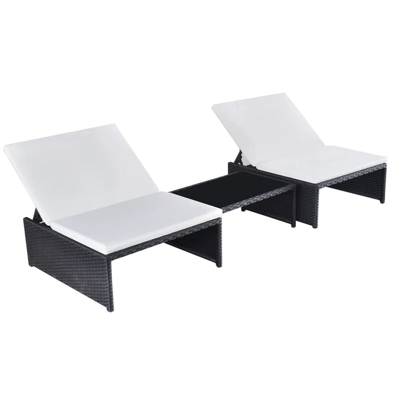 vidaXL 2 db fekete polyrattan dönthető kerti szék asztallal