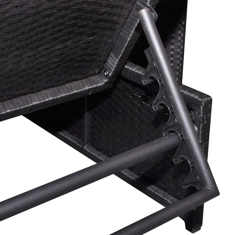 vidaXL 2 db fekete polyrattan dönthető kerti szék asztallal